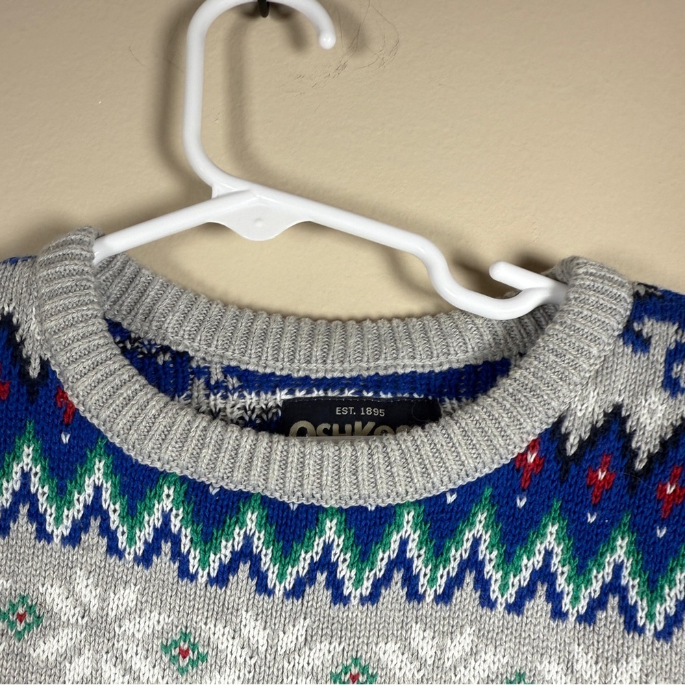 Oshkosh B’gosh Fair Isle Winter Dinosaur Sweater Size 4T - Picture 4 of 8